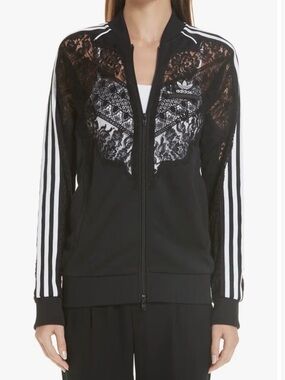 Stella McCartney Adidas Black Lace-Overlay Track Jacket